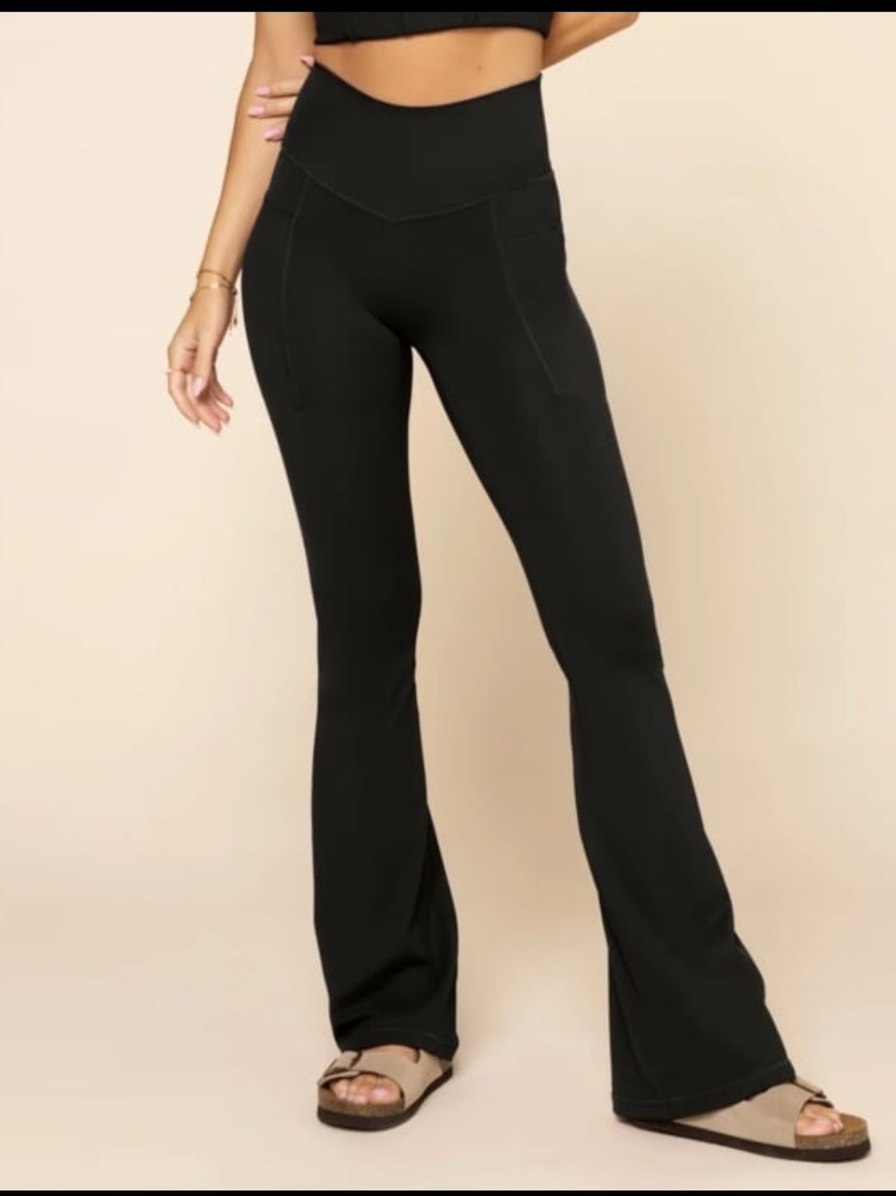 New Popflex Supersculpt Flared Leggings with Pockets - Black